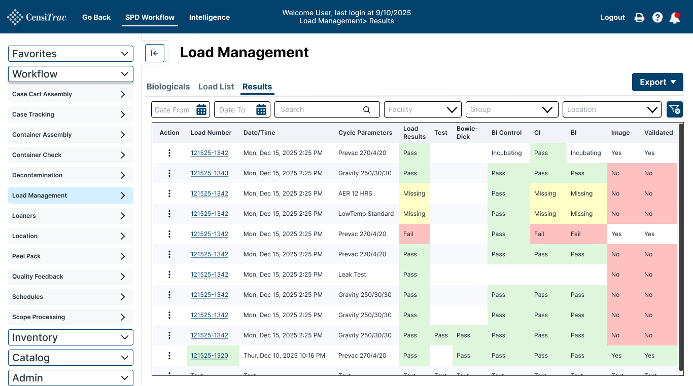 CensiTrac Results view flagging missing and failed results